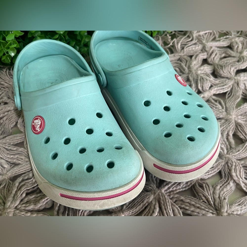 Crocs Kids Crocband Clogs Ice Blue and Candy Pink Size C12 C13 - Picture 6 of 10
